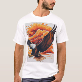 Camiseta CamisetaCamiseta Gráfica da Águia Majestosa - Negr