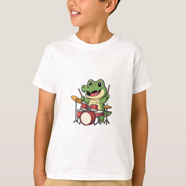Camiseta CamisetaCrocodilo Baterista Rock Kids (Frente)