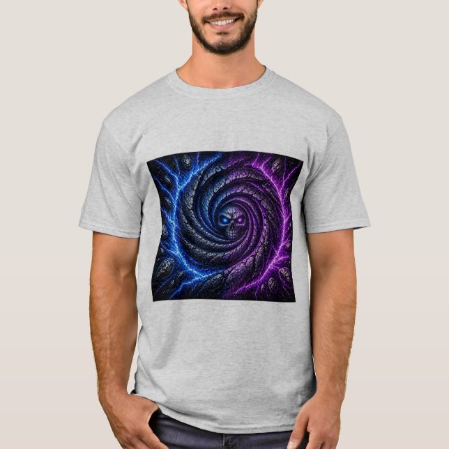 Camiseta CamisetaFire vs Ice Skull Vortex Ilusão Óptica | (Frente)