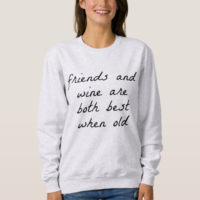 Camiseta Camisola básica de amizade e vinho (Frente)