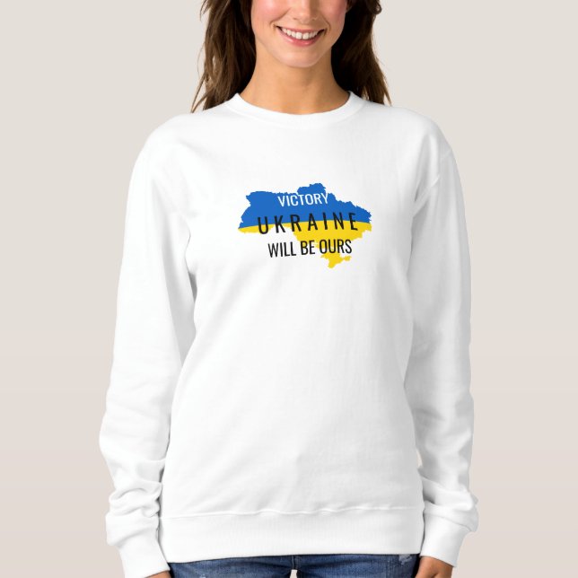 Camiseta Camisola branca com sobreposição das cores da Ucrâ (Frente)