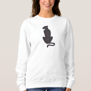 Camiseta Camisola branca de mulheres Silhueta de Gato Preto