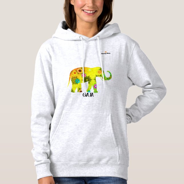 Camiseta Camisola-casaca com elefante amarelo (Frente)