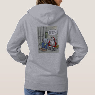 Camiseta Camisola cinza com capuz de Santa na prisão para m