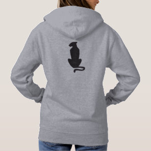 Camiseta Camisola cinza com capuz silhueta de gato preto fe