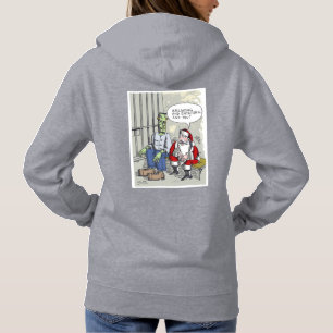 Camiseta Camisola cinza de mulher com capuz Santa na prisão