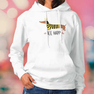 Camiseta Camisola com capuz de abelha e dachshund feliz