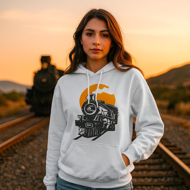 Camiseta Camisola com capuz de trem a vapor para mulheres (Criador carregado)