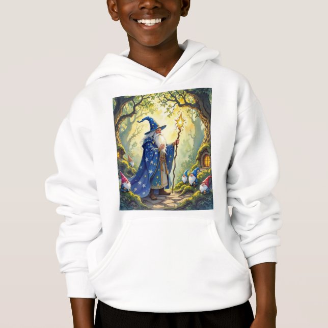 Camiseta Camisola com Capuz do Merlin com Gnomos (Frente)
