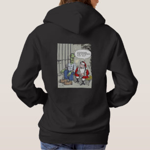 Camiseta Camisola com capuz preta para mulheres Santa Na Pr