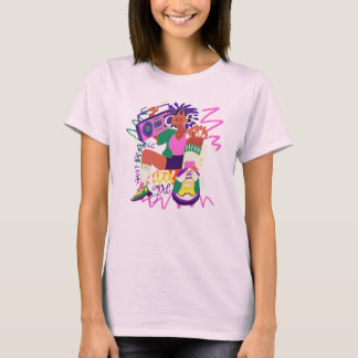 Camiseta Camisola com Gráfico Retro de Menina com Boombox d