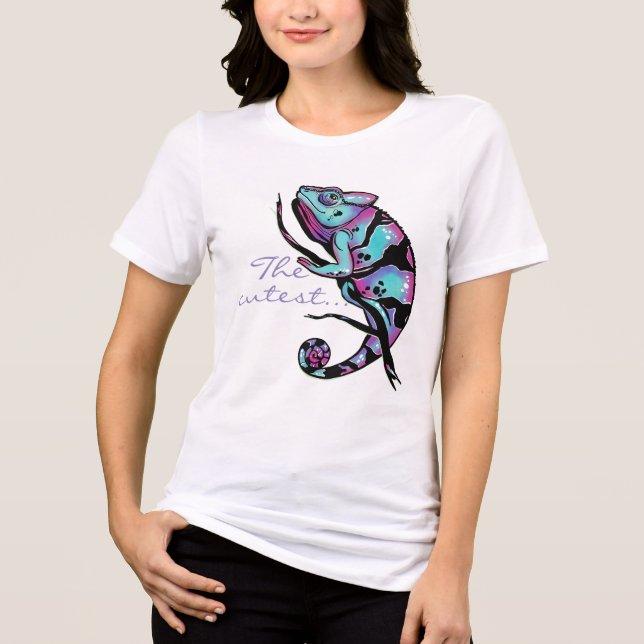 Camiseta Camisola com uma bela imagem de camaleão. (Frente)