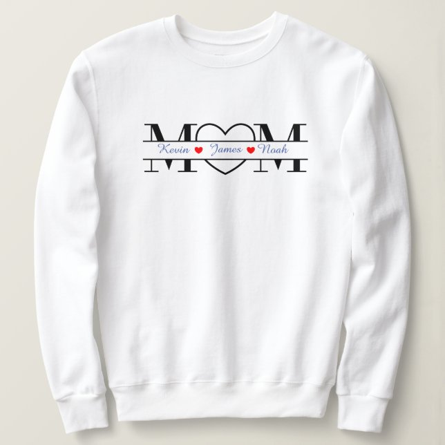 Camiseta Camisola da Mãe Personalizada com Nomes de Criança (Frente do Design)