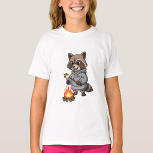 Camiseta Camisola de Acampamento com Guaxinim Assando Marsh