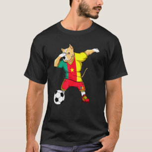 Camiseta Camisola de adeptos de futebol do Camarões com cão