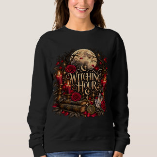 Camiseta Camisola de bruxa gótica de Halloween Lua Rosas Br