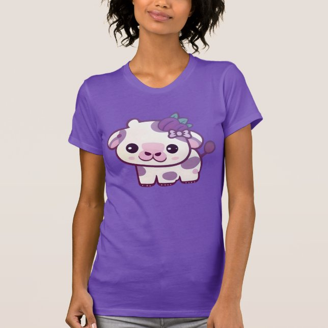 Camiseta Camisola de canas Kawaii Vaca Roupas Kawaii (Frente)