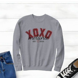 Camiseta Camisola de cinza com tipo Universitário e Script