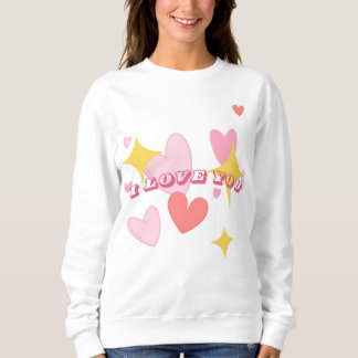 Camiseta Camisola de coração cor-de-rosa fofa Eu amo você
