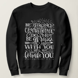 Camiseta Camisola de Crewneck Versículo Bíblico Seja Forte 
