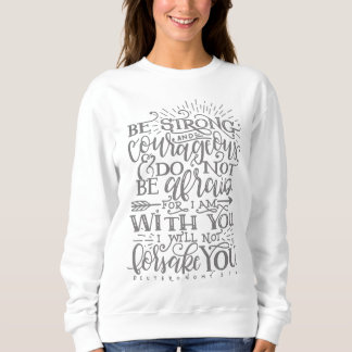 Camiseta Camisola de Crewneck Versículo Bíblico Seja Forte 