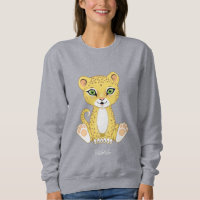 Camisola de felino jovem selvagem desenho animado
