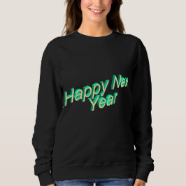 Camiseta Camisola de Feliz Ano Novo com Letreiro