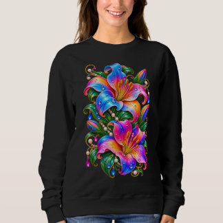 Camiseta Camisola de Flores de Lírio Coloridas Vibrantes, M