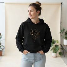 Camisola de flores minimalista, Capuz de flores fo