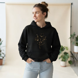 Camiseta Camisola de flores minimalista, Capuz de flores fo