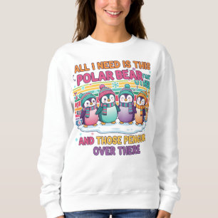 Camiseta Camisola de Frio Infantil de Urso Polar e Pinguins