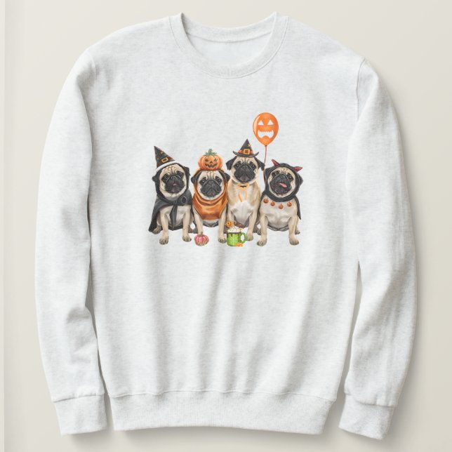 Camiseta Camisola de Halloween de Pug - Mãe de Cachorro de  (Frente do Design)
