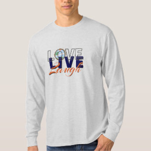 Camiseta Camisola de Malha Love Live Laugh – Inspiradora e