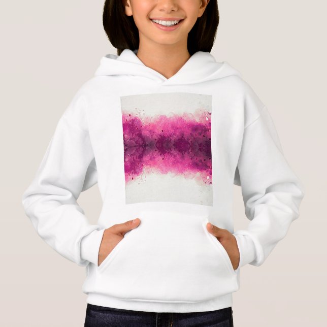 Camiseta Camisola de meninas com um design branco e rosa qu (Frente)