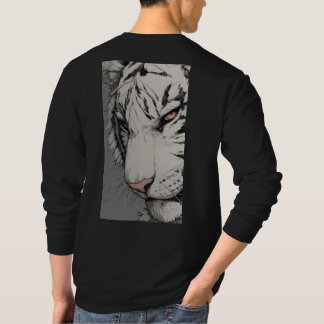 Camiseta Camisola de Moletom com Estampa de Tigre Branco na