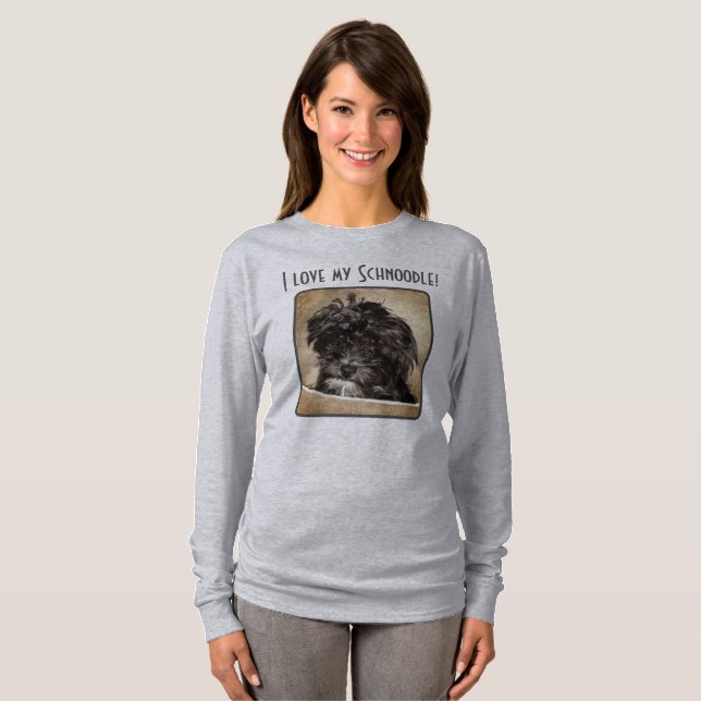 Camiseta Camisola de Mulher de Cachorro Schnoodle (Frente Completa)