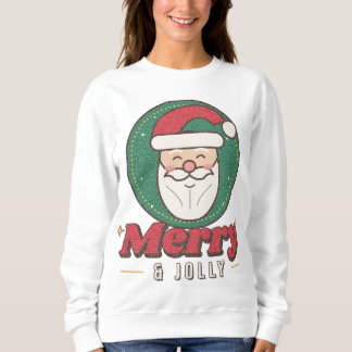 Camiseta Camisola de Natal Alegre & Jolly Retro Papai Noel