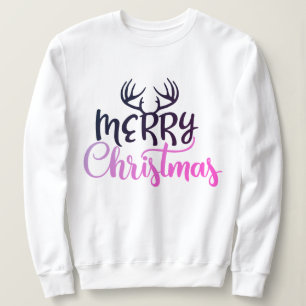 Camiseta Camisola de Natal com Chifres para Mulheres Feliz