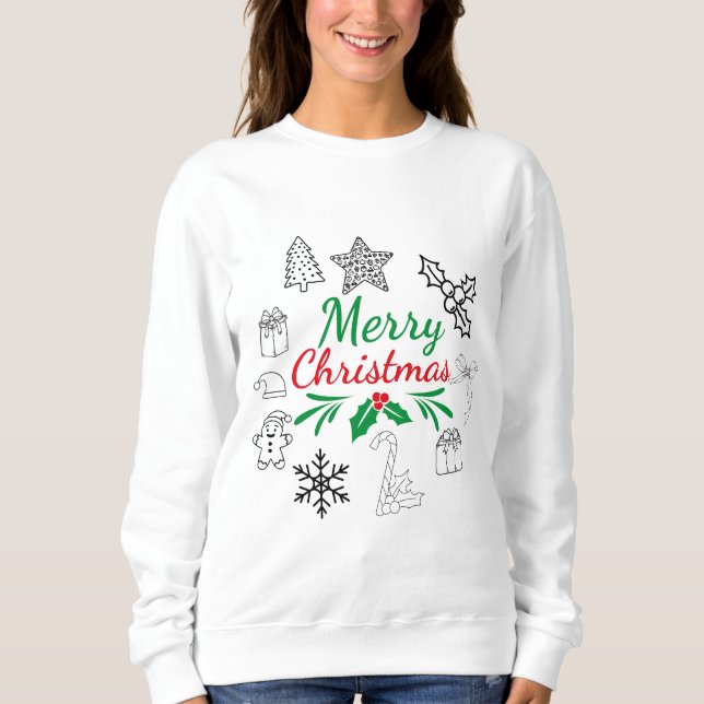 Camiseta Camisola de Natal com Desenhos Fofos (Frente)