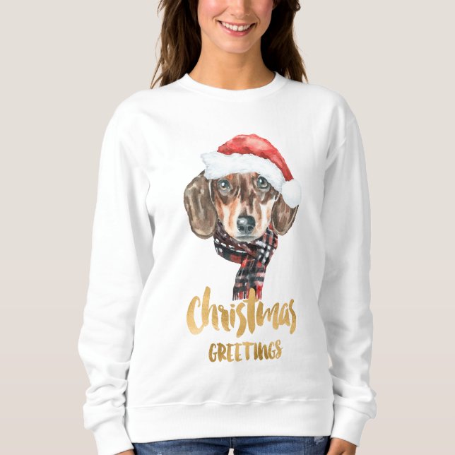 Camiseta Camisola de Natal Dachshund (Frente)