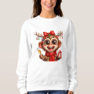 Camiseta Camisola de Natal de Macaco Engraçado
