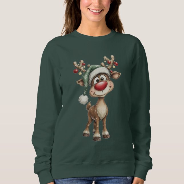 Camiseta Camisola de Natal de Rena Fofa (Frente)