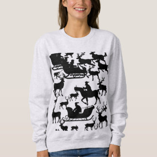 Camiseta Camisola de Natal de veado e Papai Noel para senho