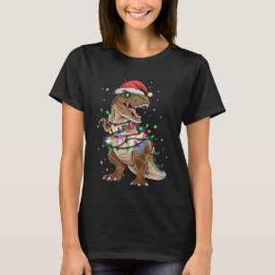 Camiseta Camisola de Natal Dinossauro T-rex Árvore de Natal