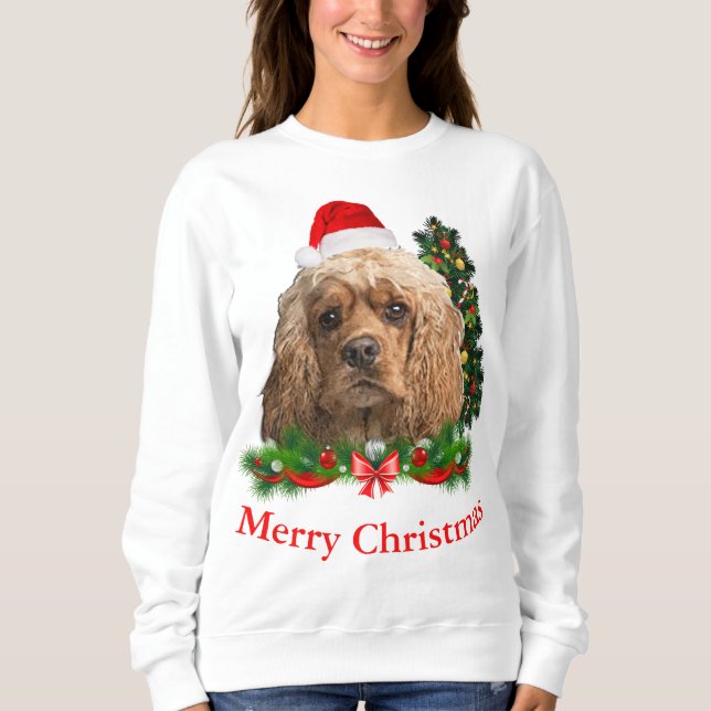 Camiseta Camisola de Natal do cocker spaniel (Frente)