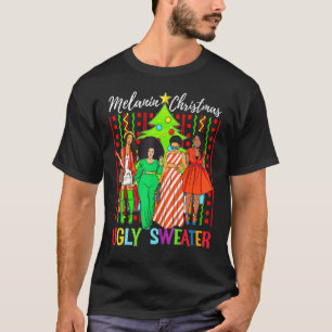 Camiseta Camisola de Natal Feia de Melanina Melhor Amiga Si