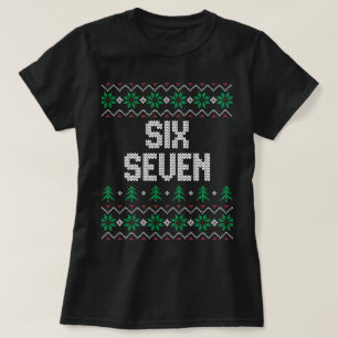 Camiseta Camisola de Natal Feia Six Seven Meme Piada Engraç