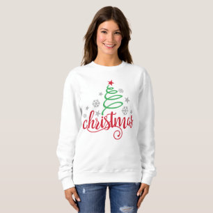 Camiseta Camisola de Natal Feminina Árvore de Natal Simpl