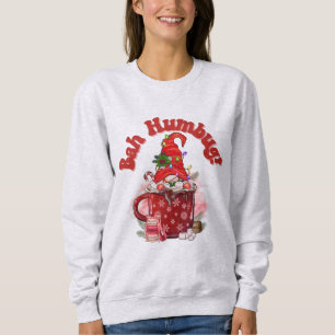 Camiseta Camisola de Natal feminino Gnomo Café Bah Humbug