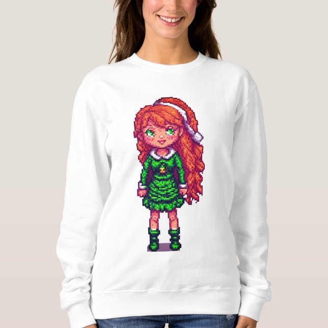 Camiseta Camisola de Natal rapariga ruiva  (Frente)